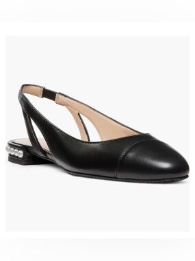 Stuart Weitzman Pearl Slingback Flats Black Size 7 NIB